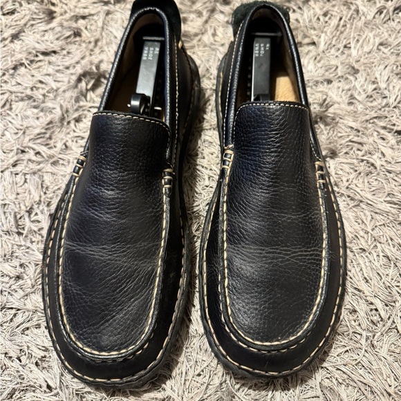 CHEROKEE BRAND LEATHER UPPER BLACK SLIP ON Mens SHOE MOCCASIN DRIVING Sz 9 - Picture 2 of 7